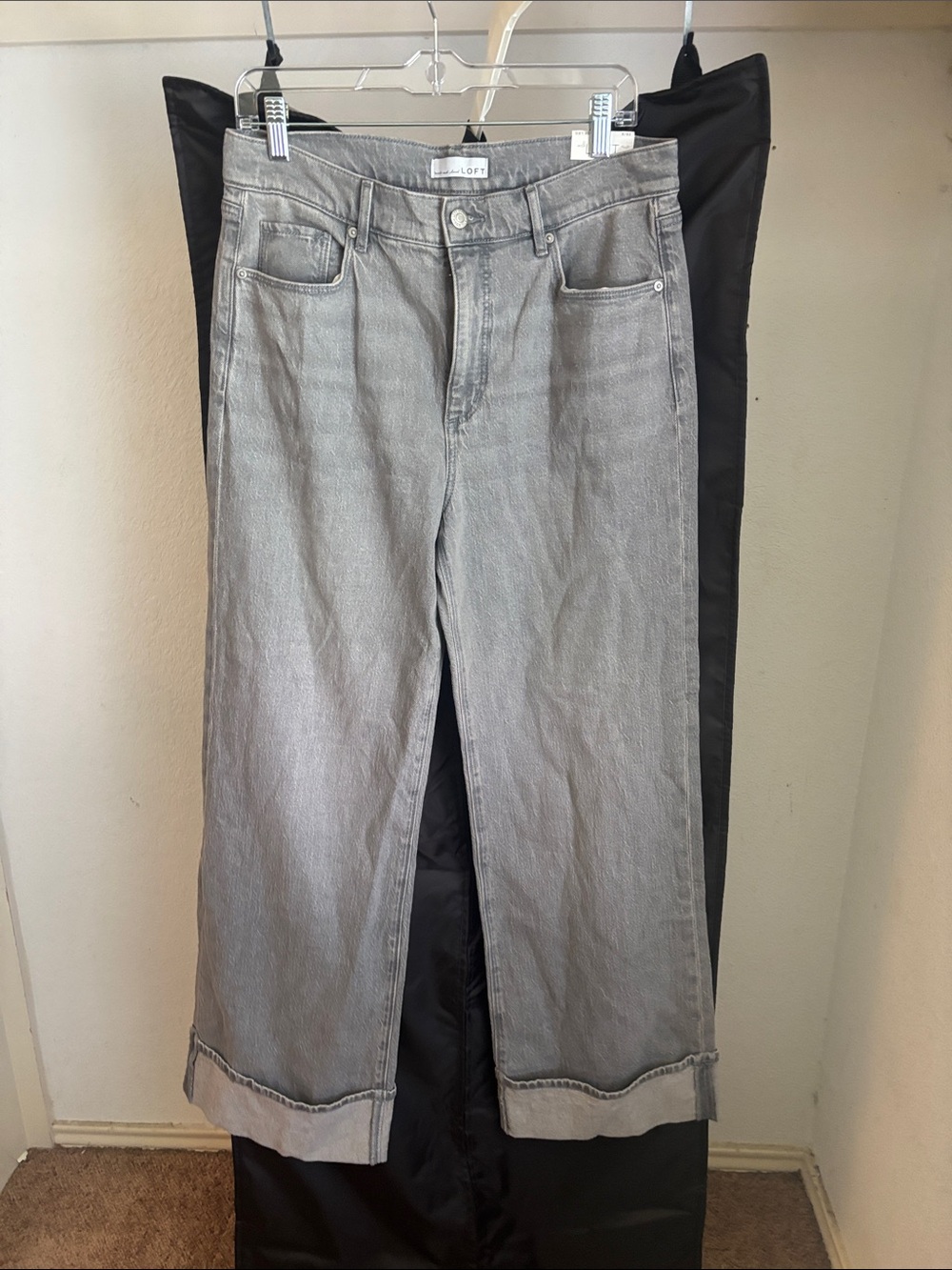 LOFT Gray Wide-Leg Jeans